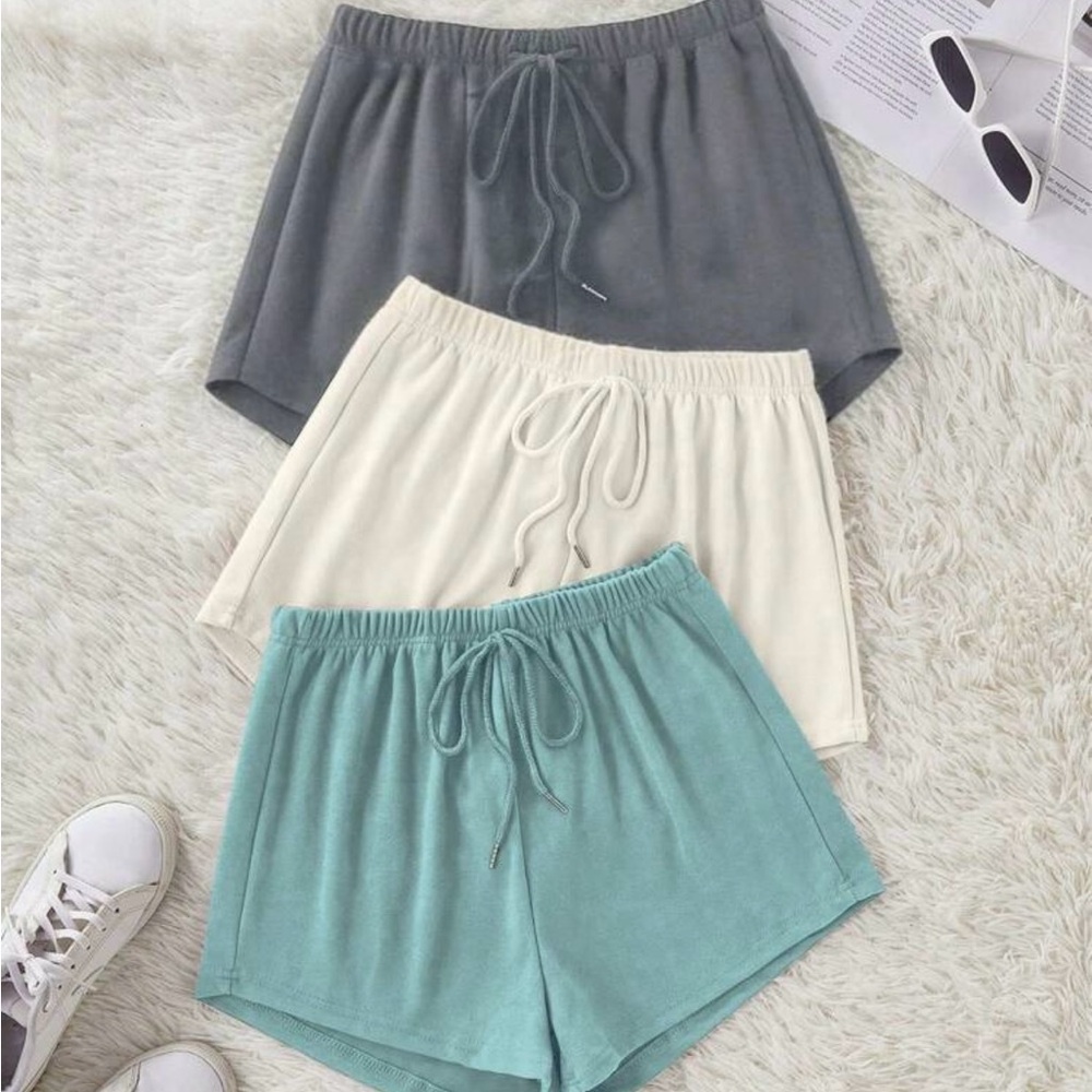 SHEIN Women's Athletic Shorts - Gray, Cream, and Green